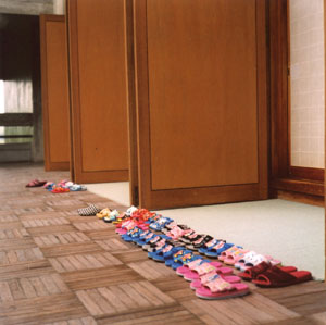 Slippers in front of the small dojo entrance